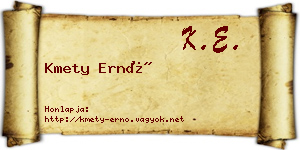 Kmety Ernő névjegykártya